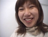 Mischievous Japnese teen, Riho Mishima, gives a blowjob in a toilet on pov picture 55