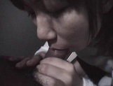 Mischievous Japnese teen, Riho Mishima, gives a blowjob in a toilet on pov picture 63