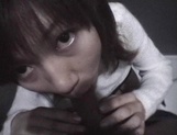 Mischievous Japnese teen, Riho Mishima, gives a blowjob in a toilet on pov picture 74