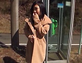Cute Seri Yuuki showing her sexy panties outdoors