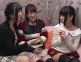 Hibiki Ohtsuki and her two girlfriends play with dildo dongs and lick pussies picture 30