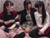 Hibiki Ohtsuki and her two girlfriends play with dildo dongs and lick pussies picture 95