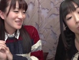 Hibiki Ohtsuki and her two girlfriends play with dildo dongs and lick pussies picture 97
