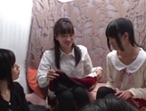 Lesbian girl Hibiki Ohtsuki tempts her two sweet girlfriends