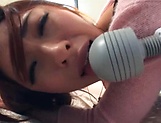 Saya Yukimi shoves huge dildos into her hairy cunt picture 94