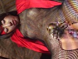 Juri Kano, Asian milf in sexy fishnets in arousing toy insertion on cam picture 28