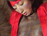 Juri Kano, Asian milf in sexy fishnets in arousing toy insertion on cam picture 38