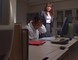 Hot Asian office lady Betty Lin sucks her colleague at the office