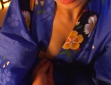Sweet kimono lady Shizuku Morino enjoys hardcore and gets facial cumshot picture 25