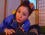 Sweet kimono lady Shizuku Morino enjoys hardcore and gets facial cumshot picture 48