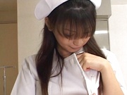 Hot nurse Akane Oozora sucks her patient and eats sperm
