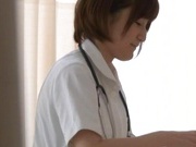 Helpful Japanese nurse Kotomi Saeki licks balls and sucks cock