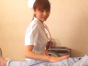 Horny Japanese AV Model is a wild nurse while fucking