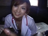 Sexy Japanese nurse sucks dick and gets a sticky facial