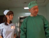Crazy nurse Minami Kojima gives a hand job and rides cock