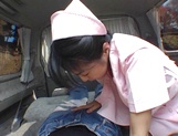 Asian nurse Nana Nanaumi gets hard fucked on the back seat picture 46