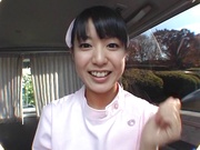 Asian nurse Nana Nanaumi gets hard fucked on the back seat