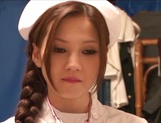 Helpful nurse Ameri Ichinose gives a hand job and sucks cock