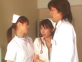 Sultry Japanese nurse in sexy white stockings is fucked by a horny doc