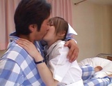 Hot nurse Ria Sakurai in a hardcore sex action gets cum on tits
