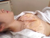 Hot nurse Ria Sakurai in a hardcore sex action gets cum on tits picture 58