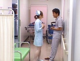 Sexy nurse Ria Sakurai blows cock and enjoys doggy-style fuck picture 16