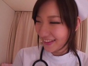 Hot Japanese AV Model sexy nurse gets cum on her big tits