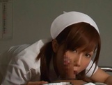 Busty nurse in sexy stockings Minami Kojima sucks and rides dick on pov picture 21