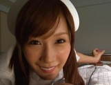 Busty nurse in sexy stockings Minami Kojima sucks and rides dick on pov picture 38