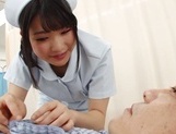 Crazy Japanese nurse in white stockings sits on a face gives a blow picture 24
