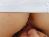 Crazy Japanese nurse in white stockings sits on a face gives a blow picture 76