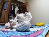 Japanese teen enjoys staying home for sex
