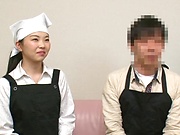 Naughty Japanese AV model in hot chef sex action