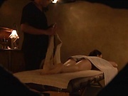 Skinny Japan milf fucked during massage session