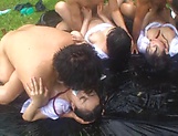 Sizzling group sex with Asian babes and horny hunks picture 110