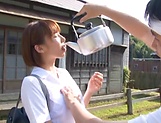 Hotaka Yuka giving a proper head outdoors