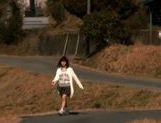 Japanese teen enjoys outside sex adventures