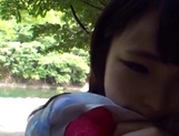 Lovely Japanese doll gives hot outdoor blowjob picture 13