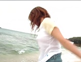 Hot Asian milf, Aki Katase, enjoys pov sex at the beach