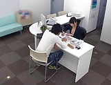 Wild office action as hot diva banged deep