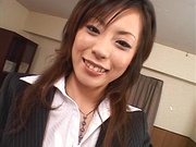 Sexy office babe is a Japanese AV model getting banged