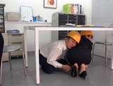 Naughty Japanese mature chick with big ass fucked under a table picture 14