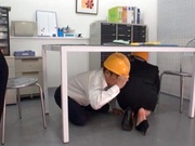 Naughty Japanese mature chick with big ass fucked under a table