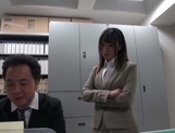 Gorgeous office lady Ayu Sakurai shows off pussy rubbing and rides cock picture 2