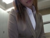 Gorgeous office lady Ayu Sakurai shows off pussy rubbing and rides cock picture 5