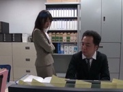 Gorgeous office lady Ayu Sakurai shows off pussy rubbing and rides cock