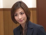 Horny office lady in fancy stockings Akari Asahina pleases her client picture 12