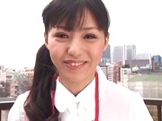 Cute babe Aino Kishi sucks her colleague at the office