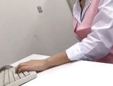 Unsatisfied office lady Yuna Shiina masturbates her pussy at work picture 20