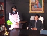 Aino Kishi, naughty Asian office lady gets foot licking from boss